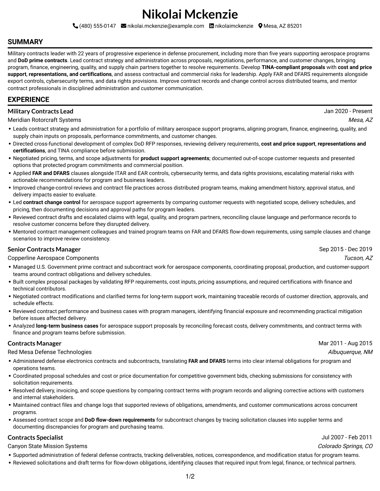 Resume example — page 1