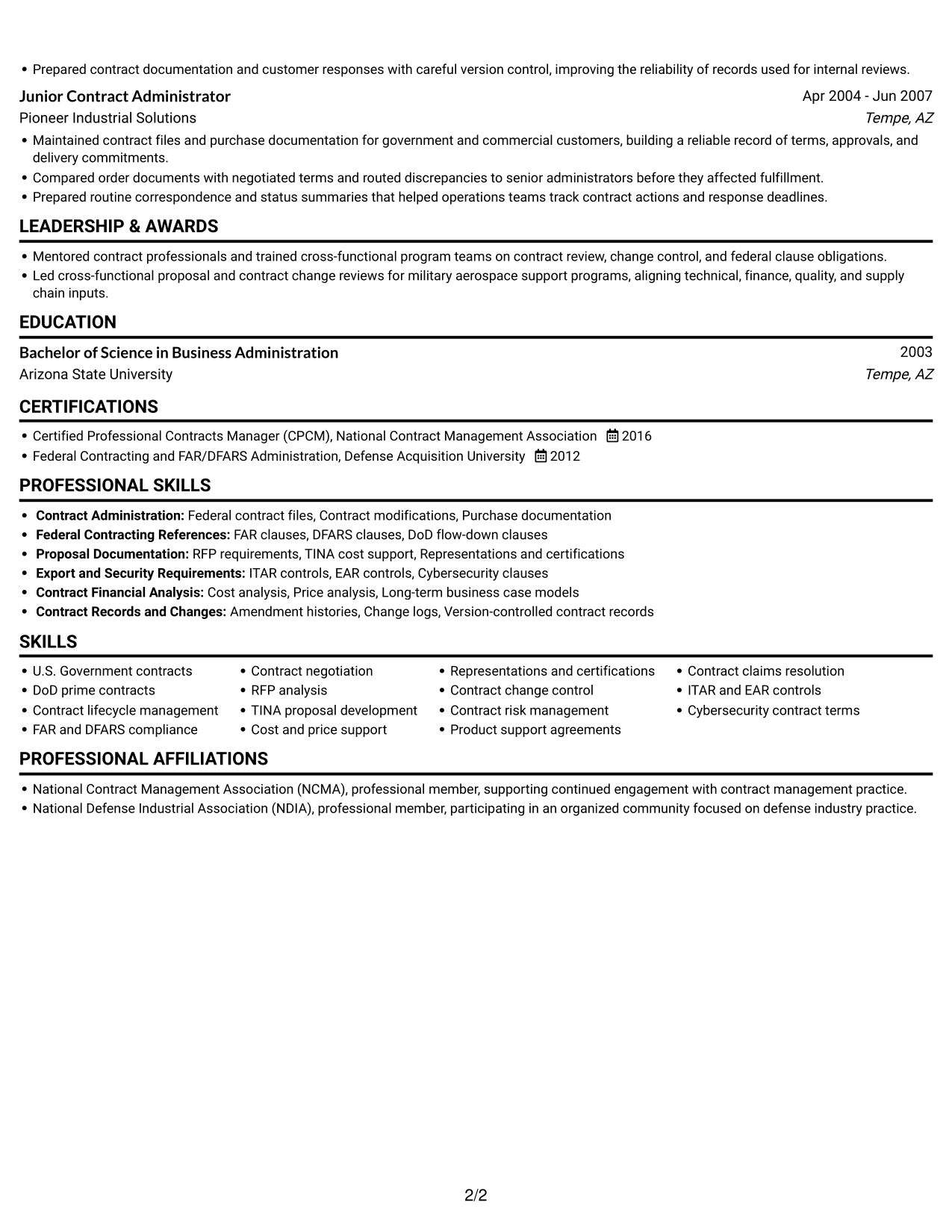 Resume example — page 2
