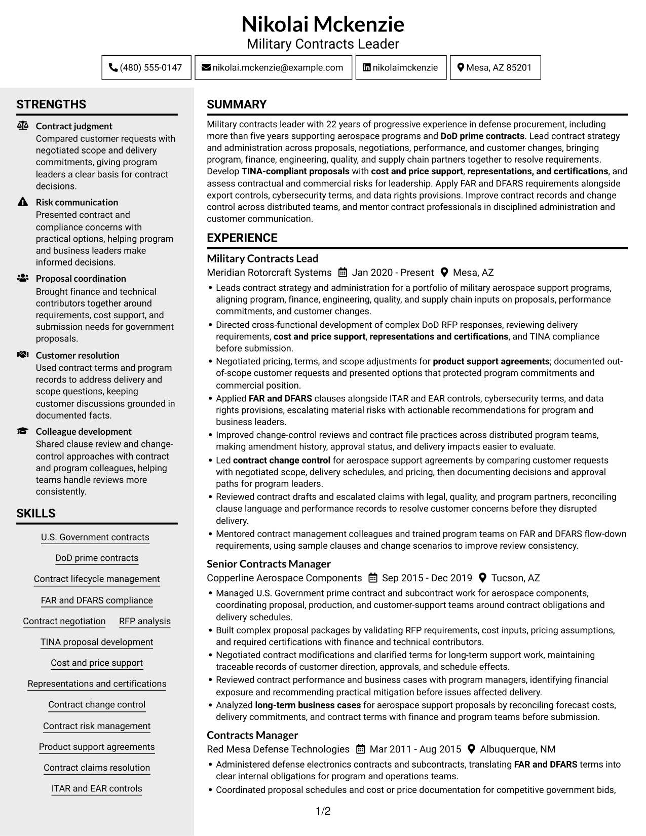 Resume example — page 1