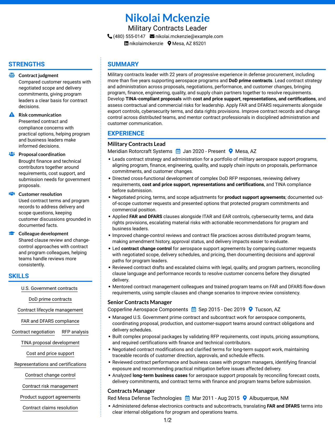 Resume example — page 1