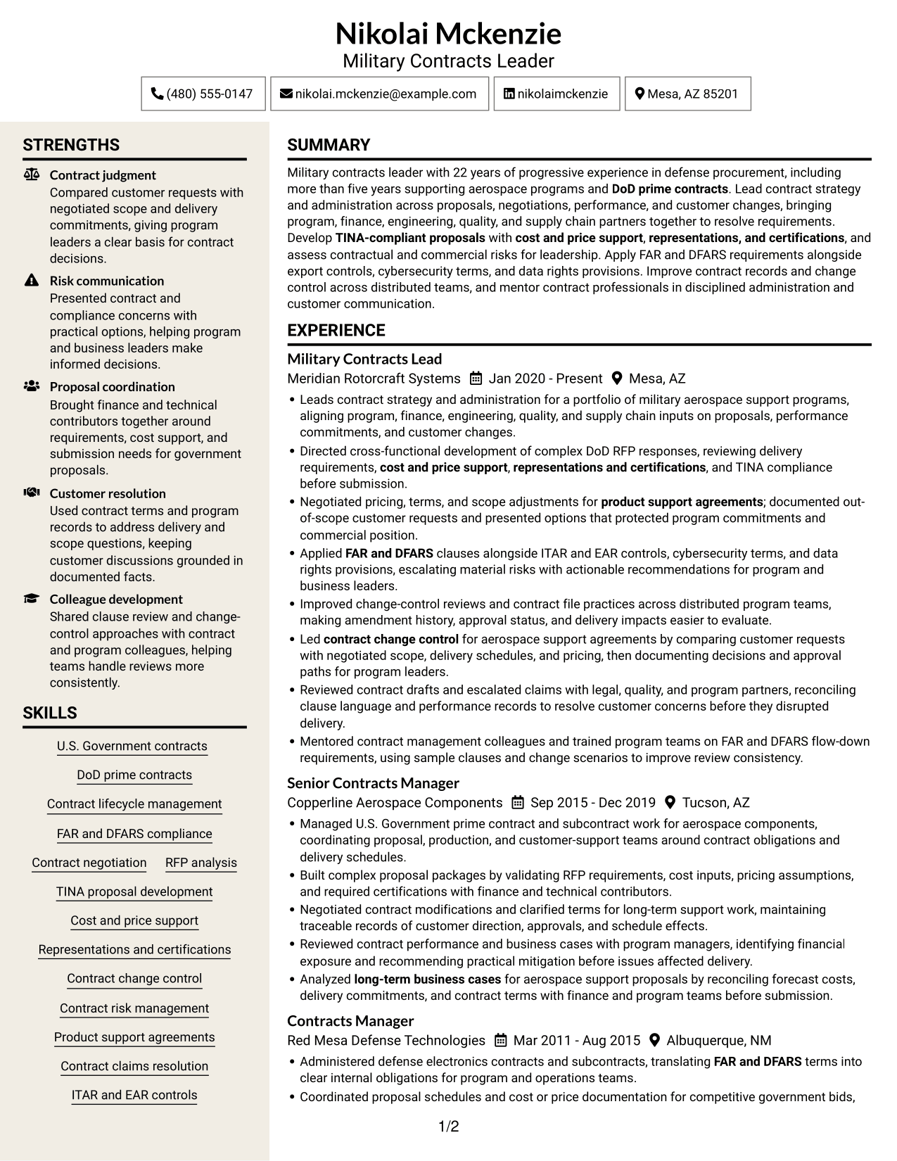 Resume example — page 1