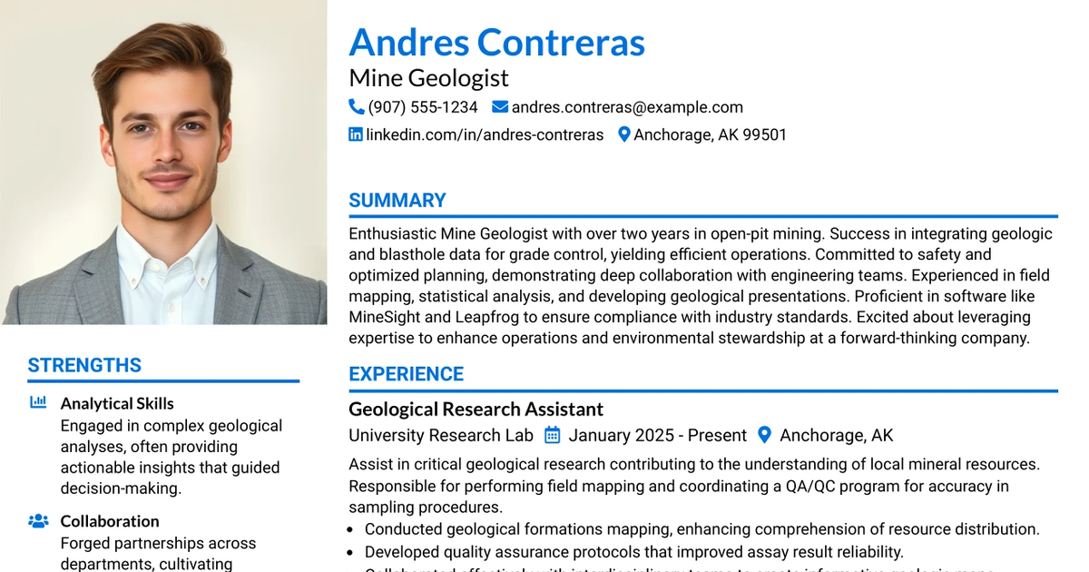 33 Mine Geologist Resume Templates with Example 2026 (ATS-Optimized)