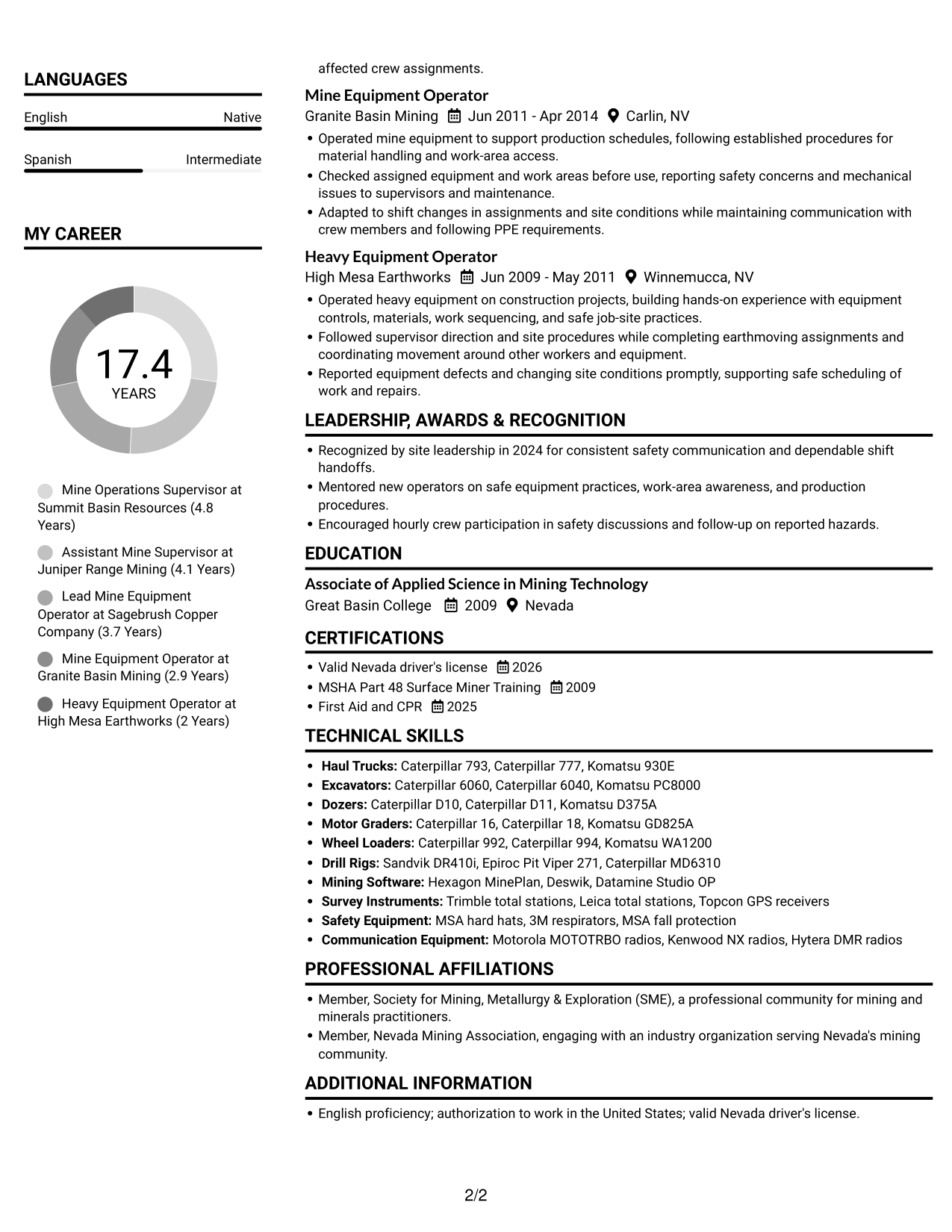 Resume example — page 2