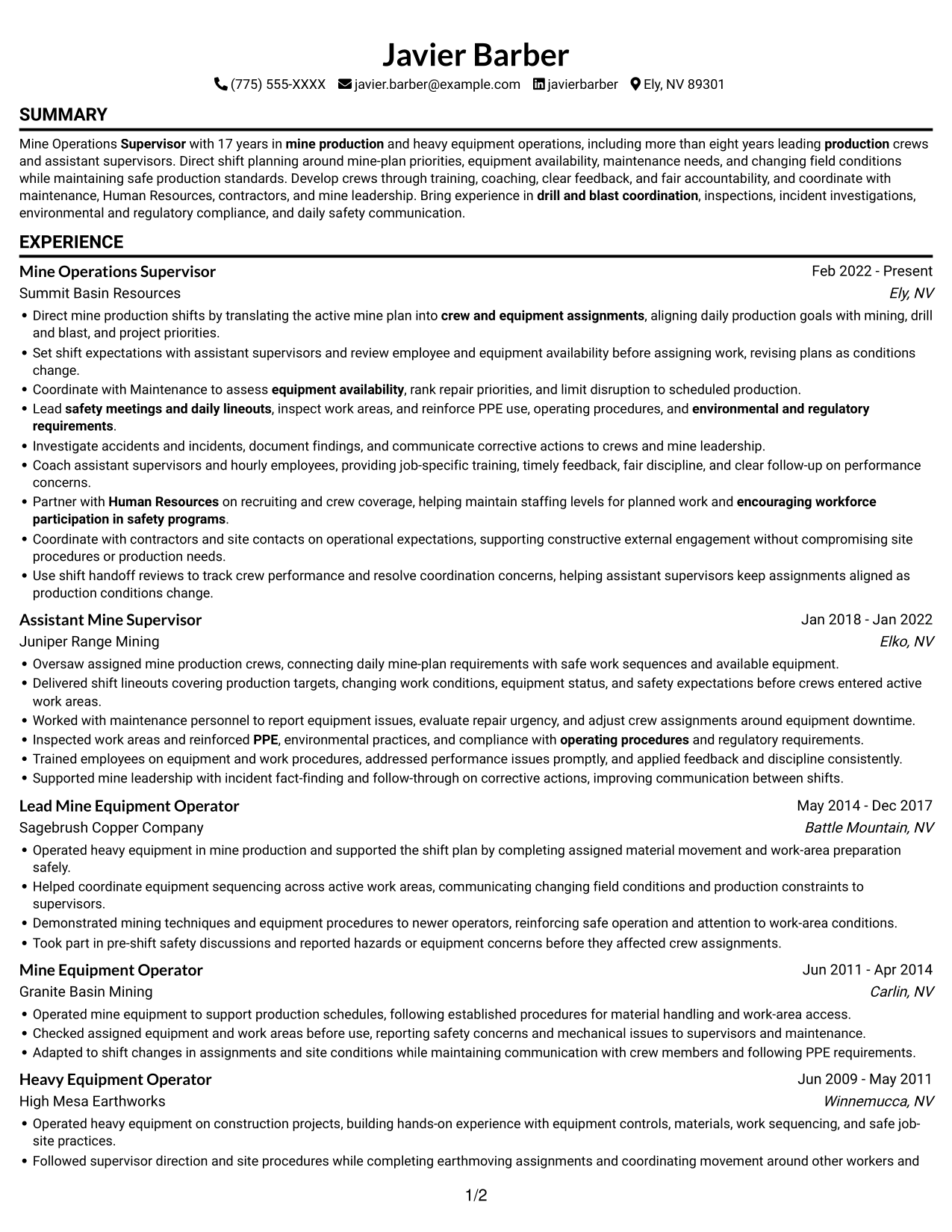 Resume example — page 1