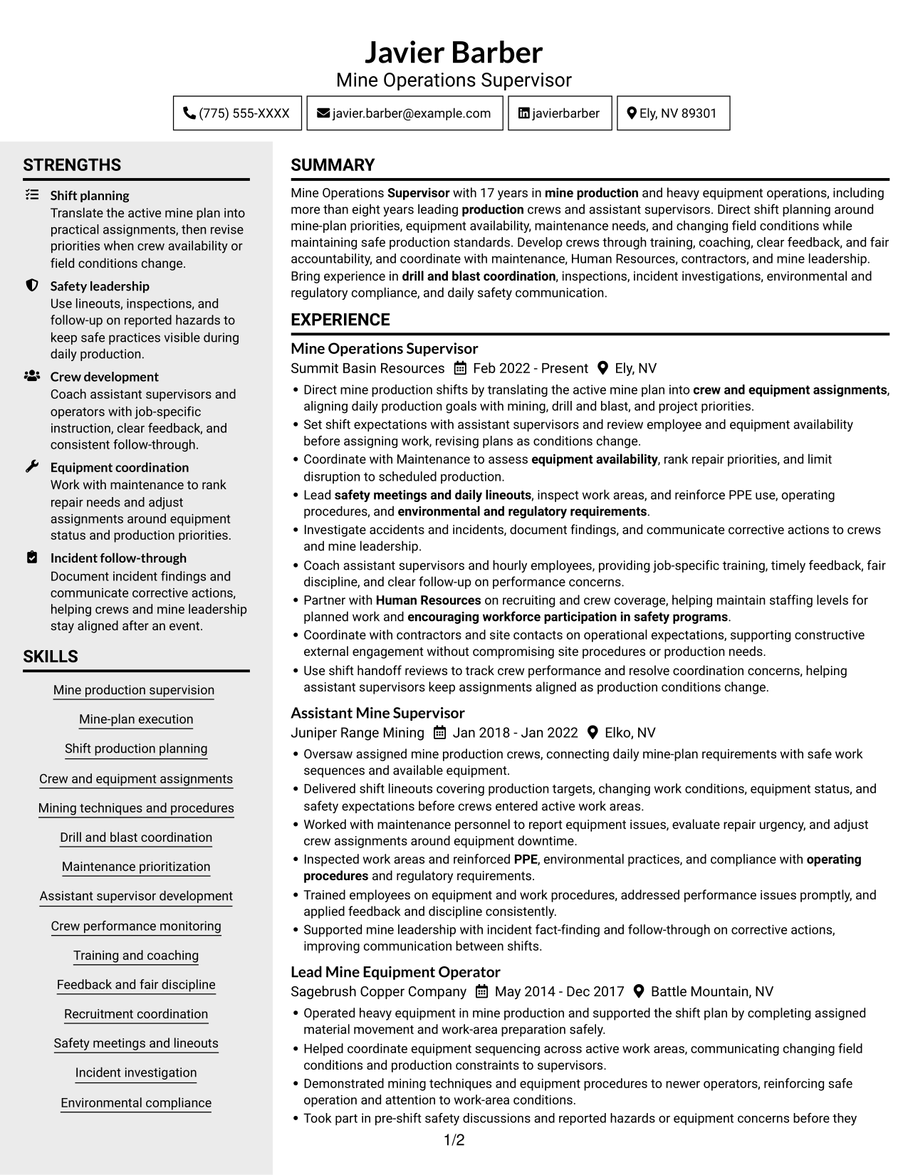 Resume example — page 1
