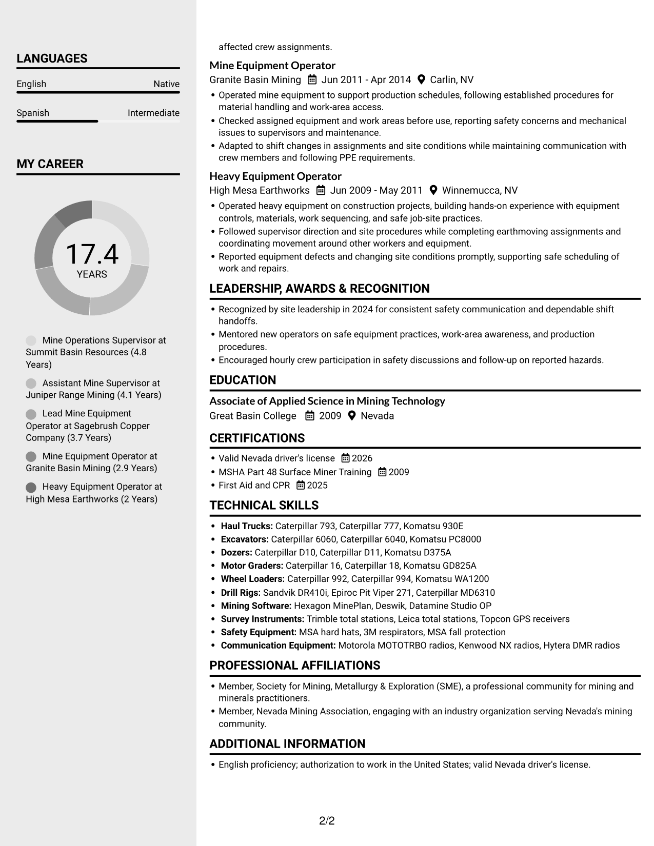 Resume example — page 2