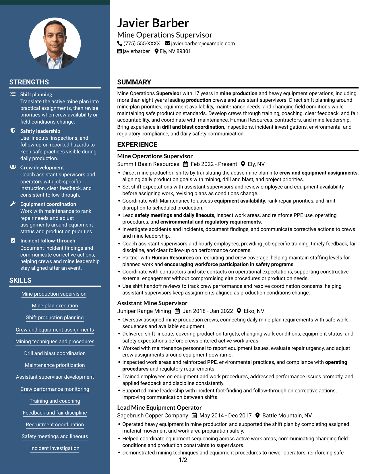 Resume example — page 1