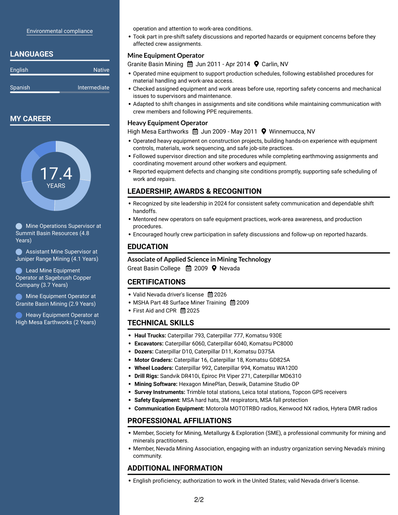 Resume example — page 2