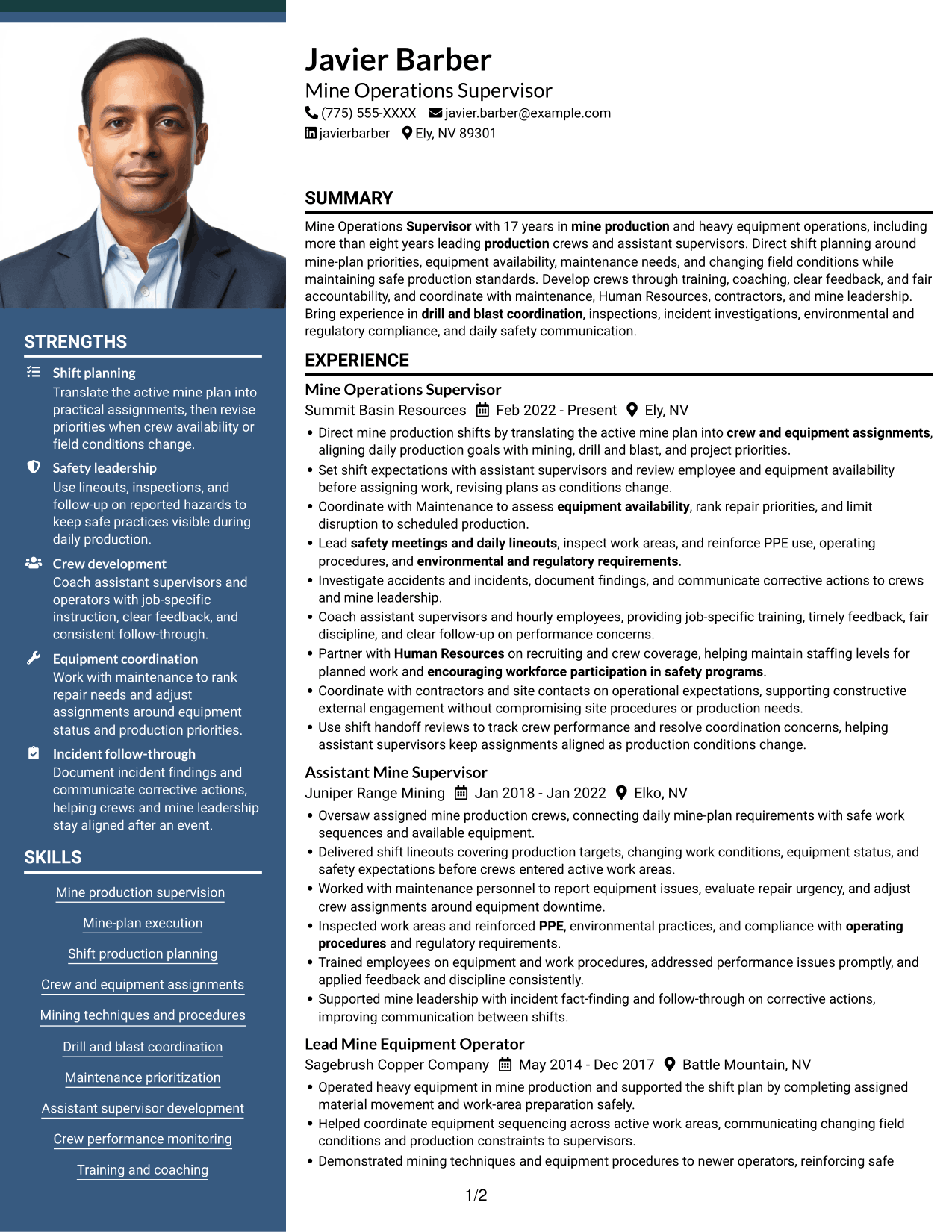 Resume example — page 1