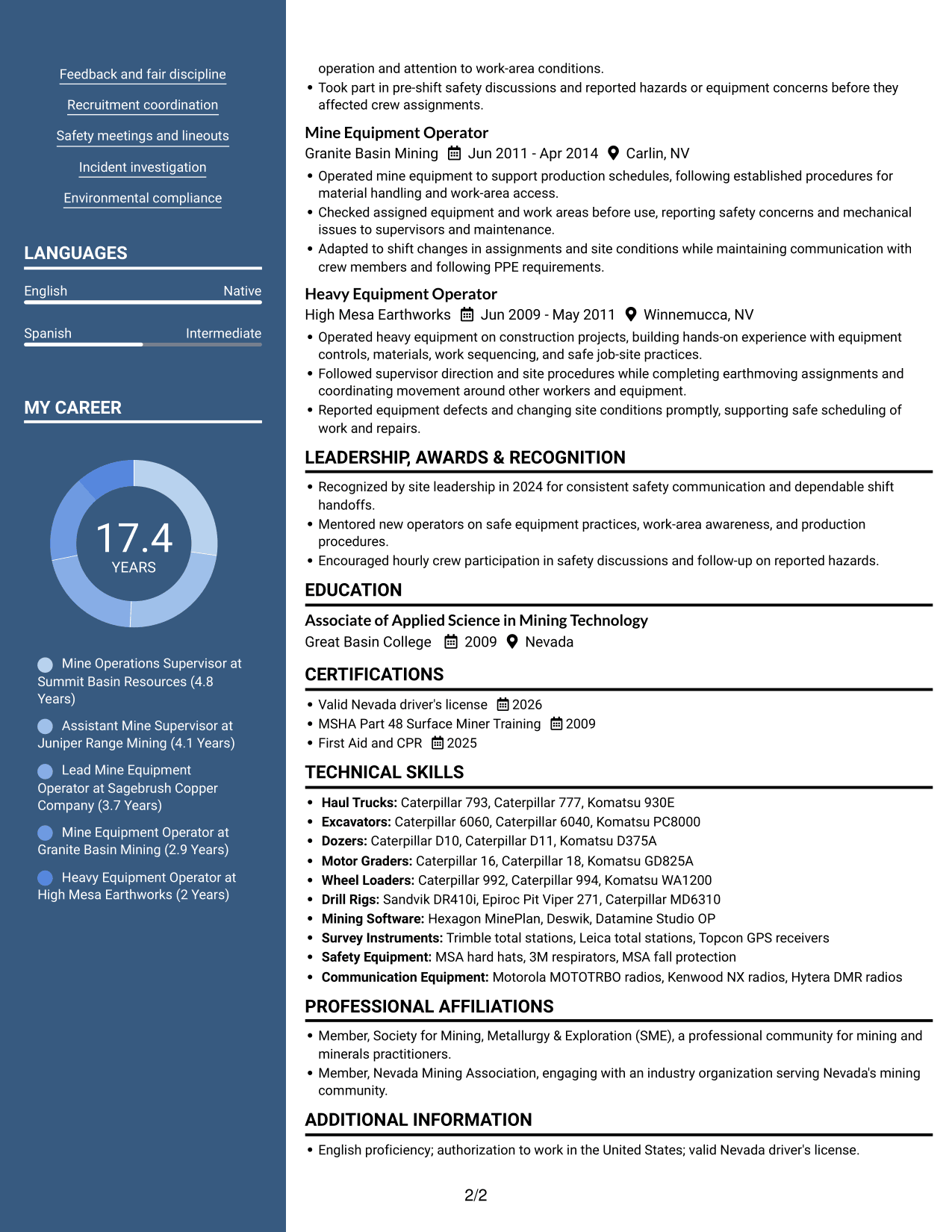 Resume example — page 2