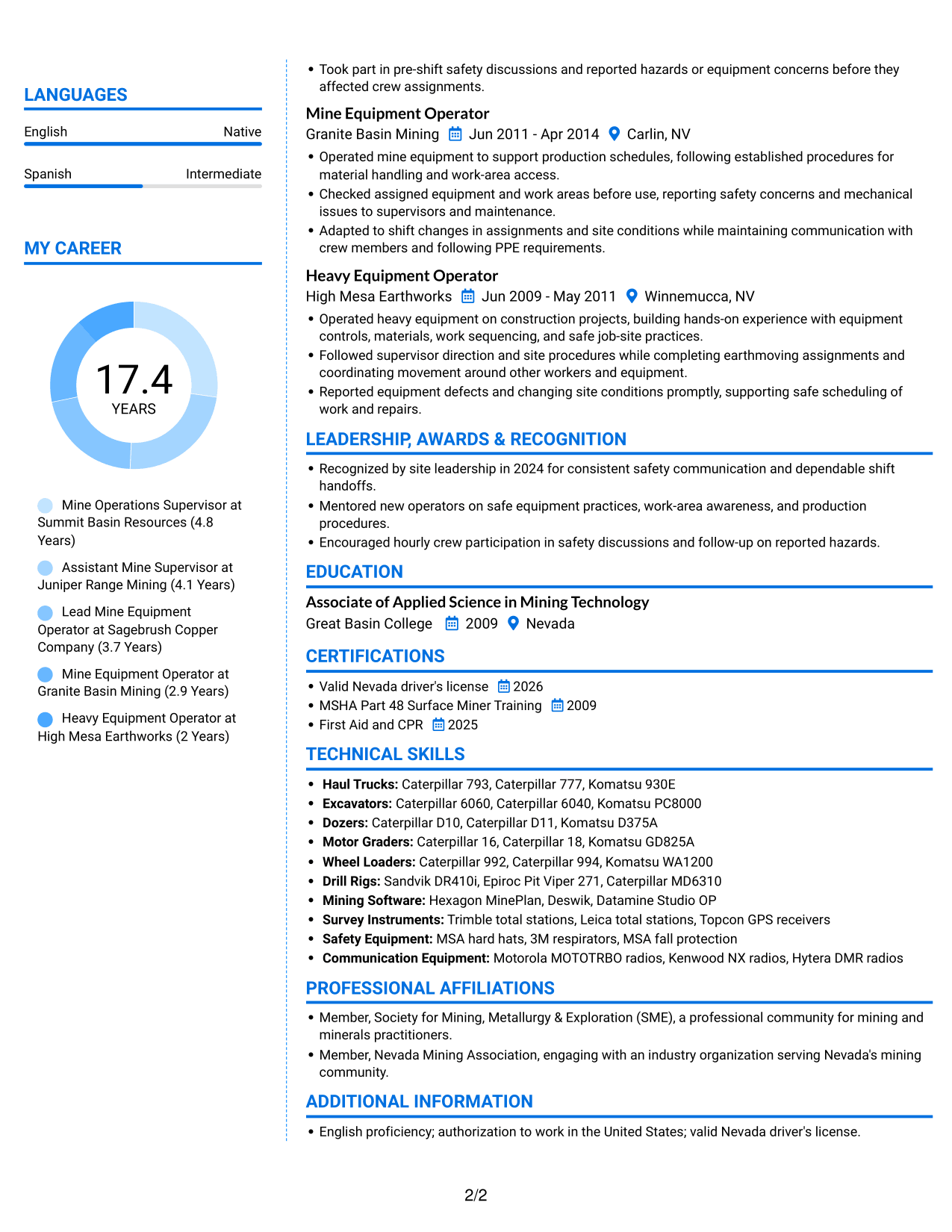 Resume example — page 2