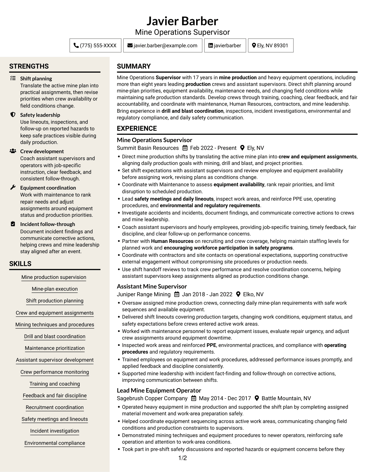 Resume example — page 1
