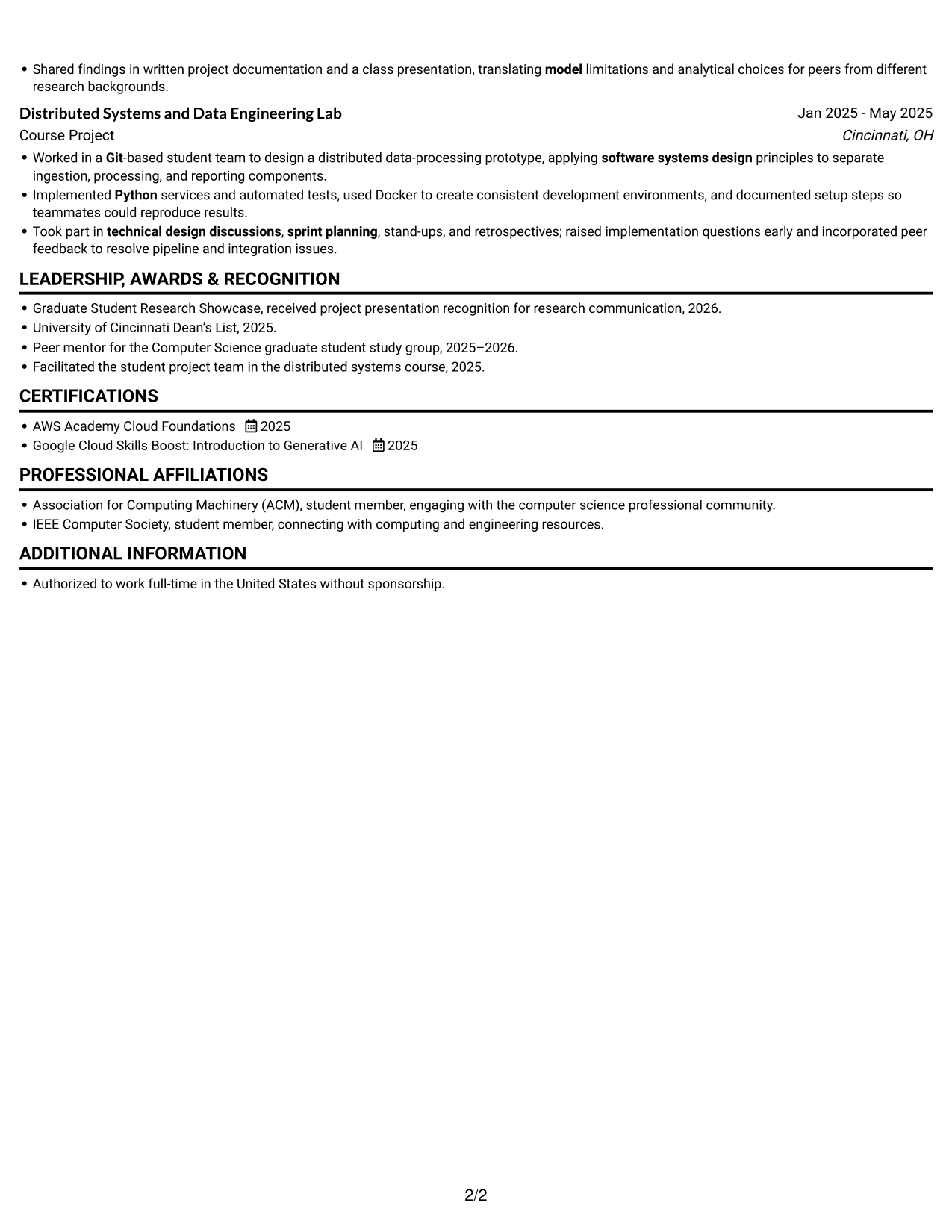 Resume example — page 2
