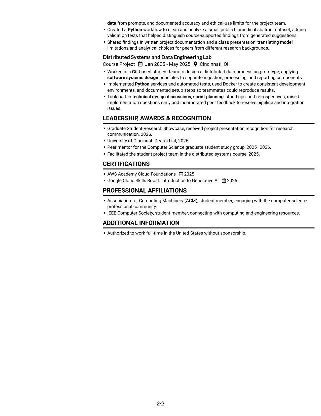 Resume example — page 2