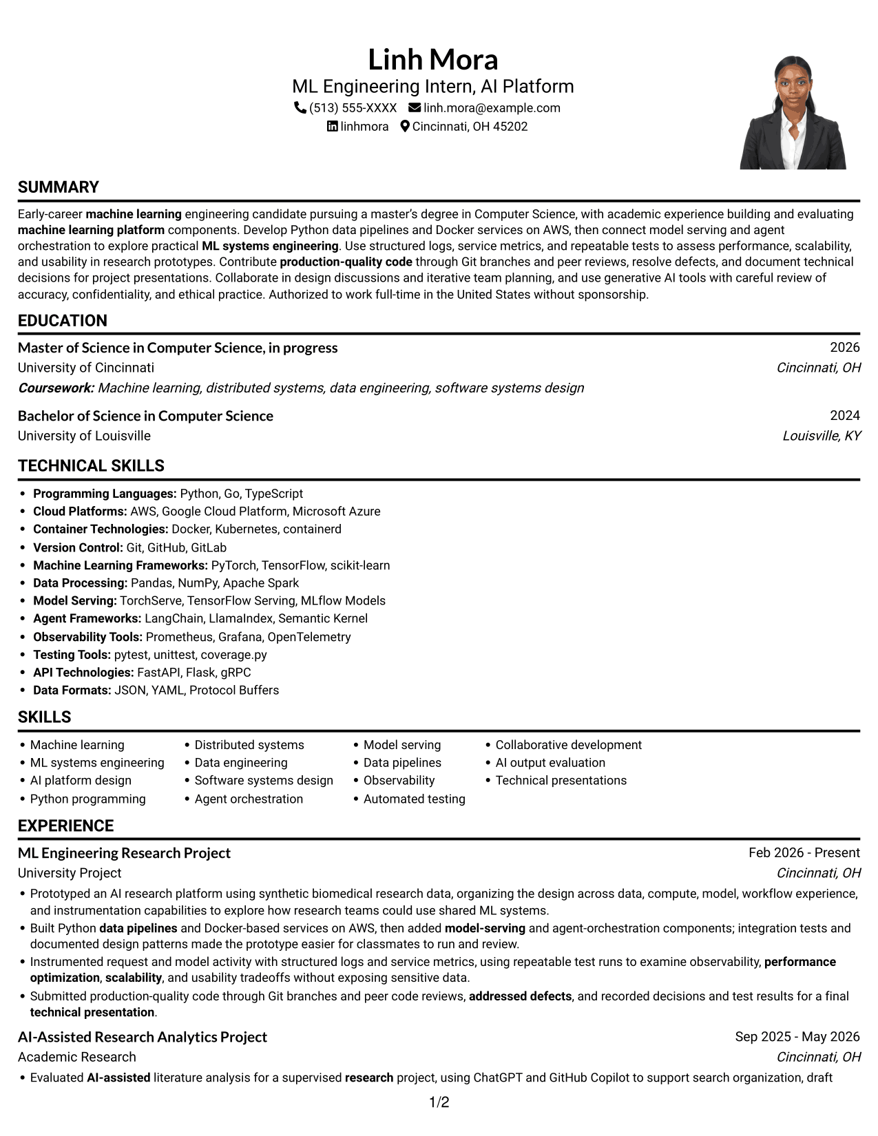Resume example — page 1