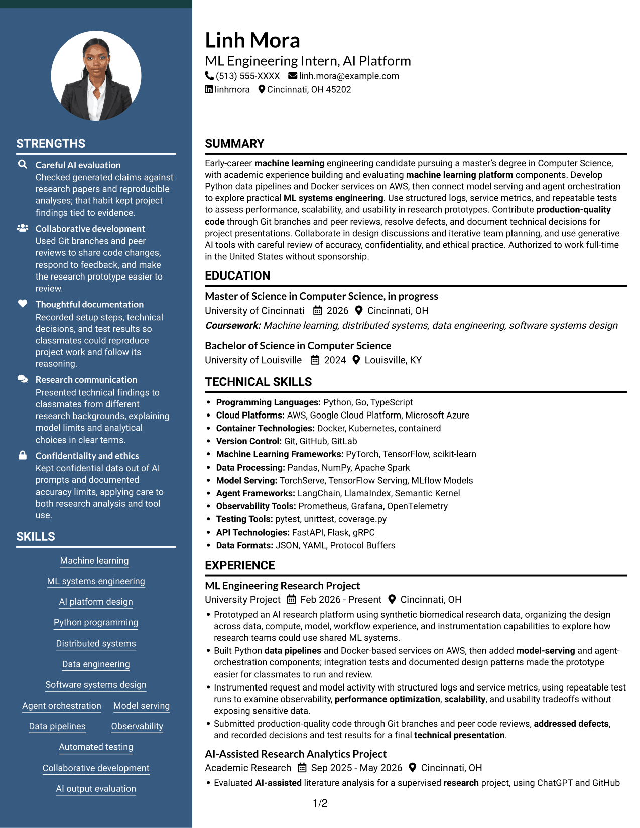 Resume example — page 1