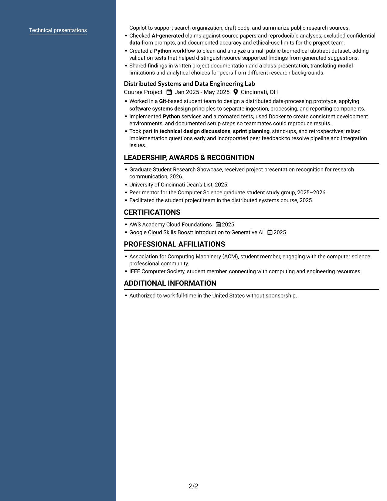 Resume example — page 2