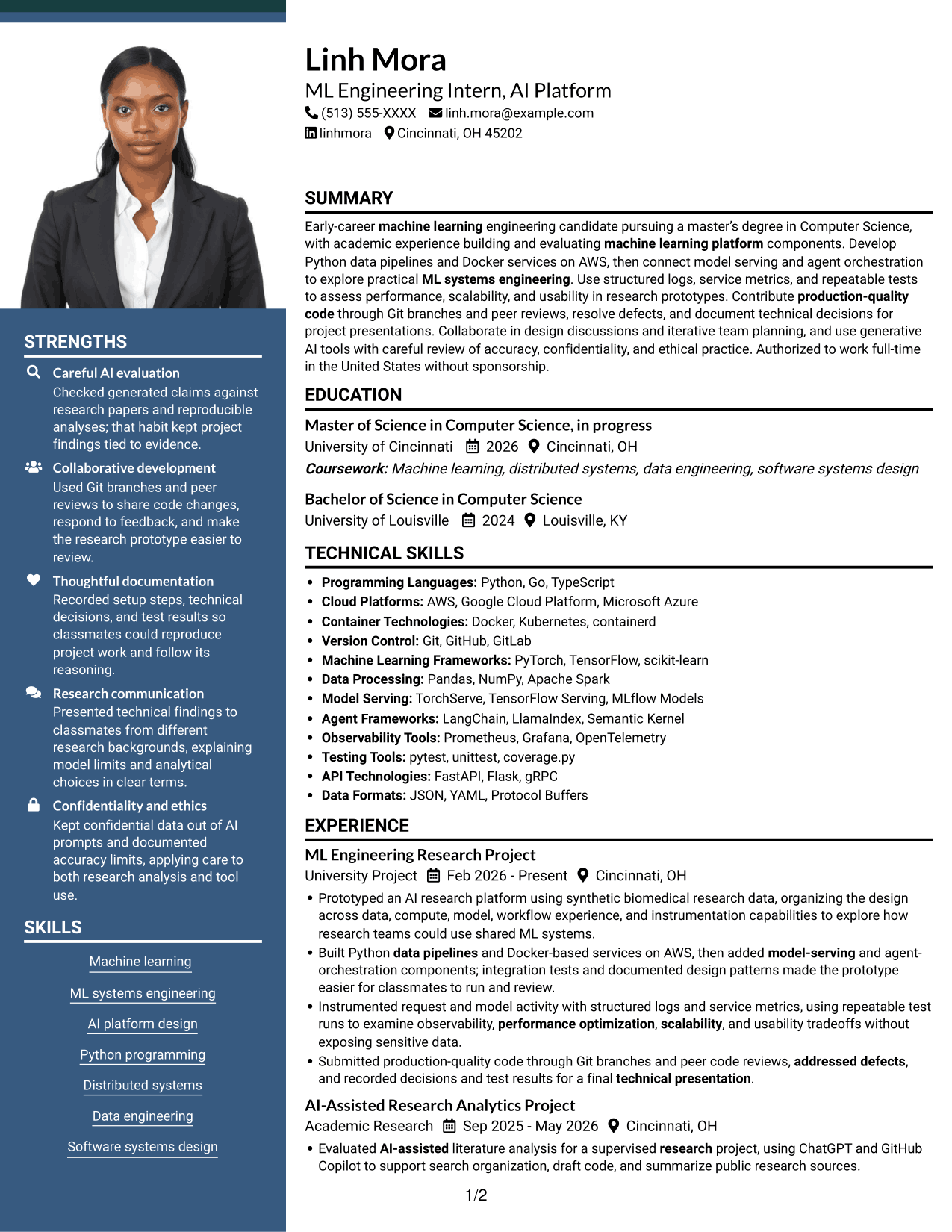 Resume example — page 1