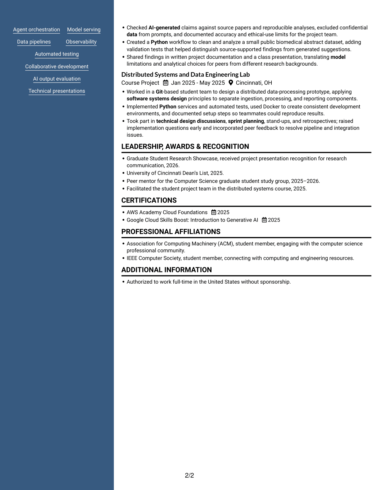 Resume example — page 2