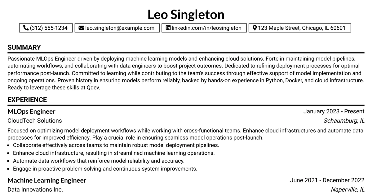 33 MLOps Engineer: Reliable Deployments & Cloud Observability Resume Templates with Example 2026 (ATS-Optimized)