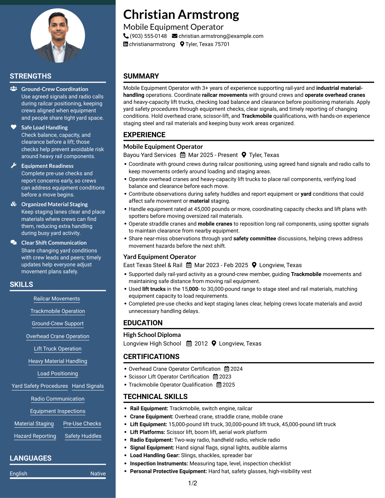Resume example — page 1