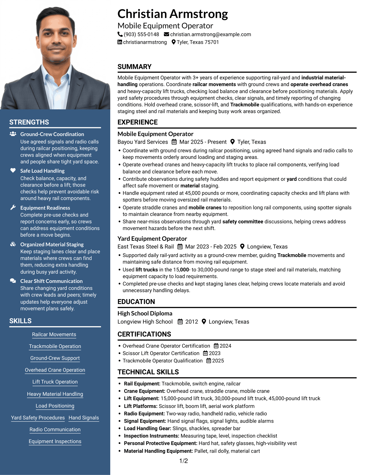 Resume example — page 1