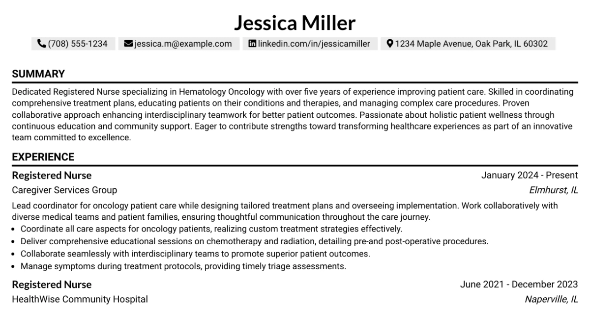 33 Multidisciplinary Coordinator - RN - Hematology Oncology Resume Templates with Example 2026 (ATS-Optimized)