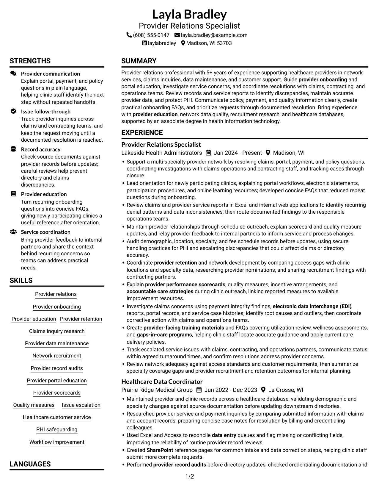 Resume example — page 1