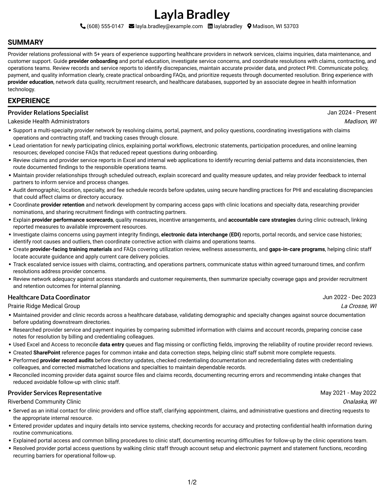 Resume example — page 1