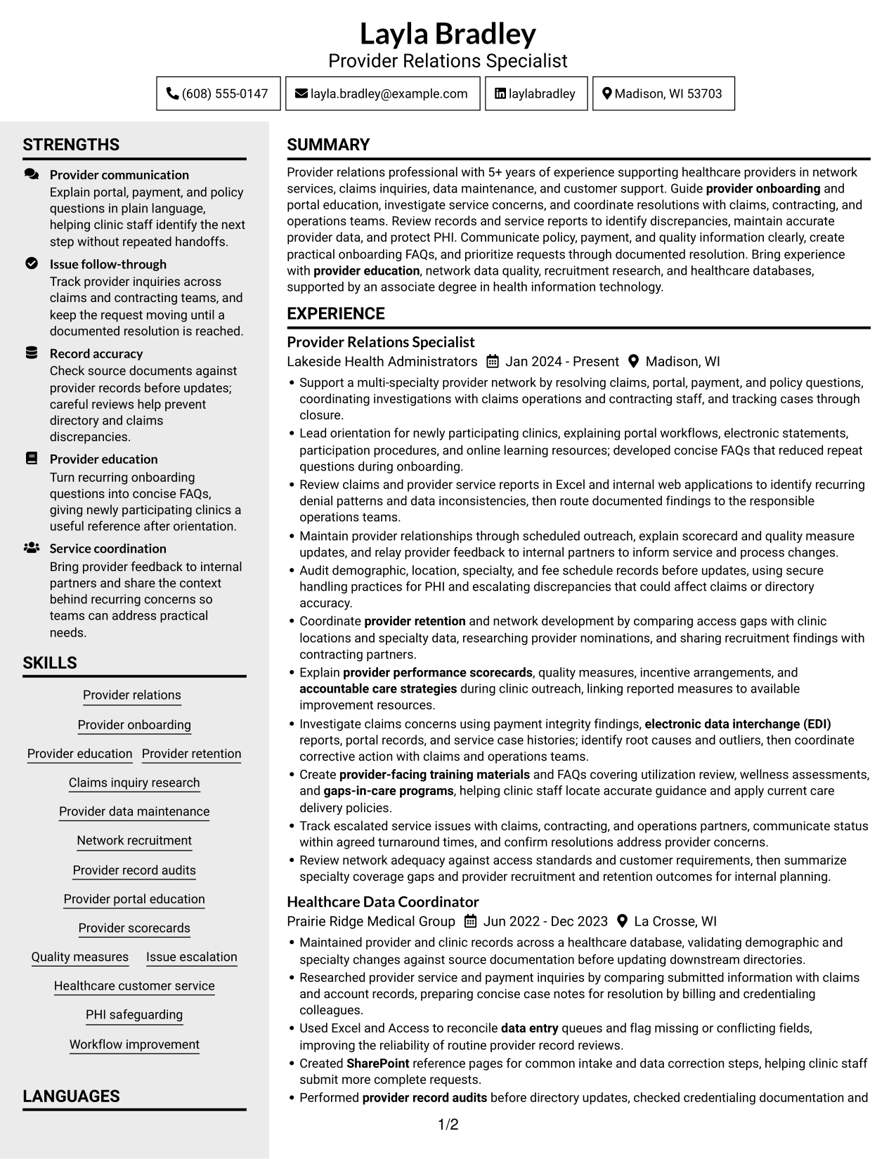 Resume example — page 1