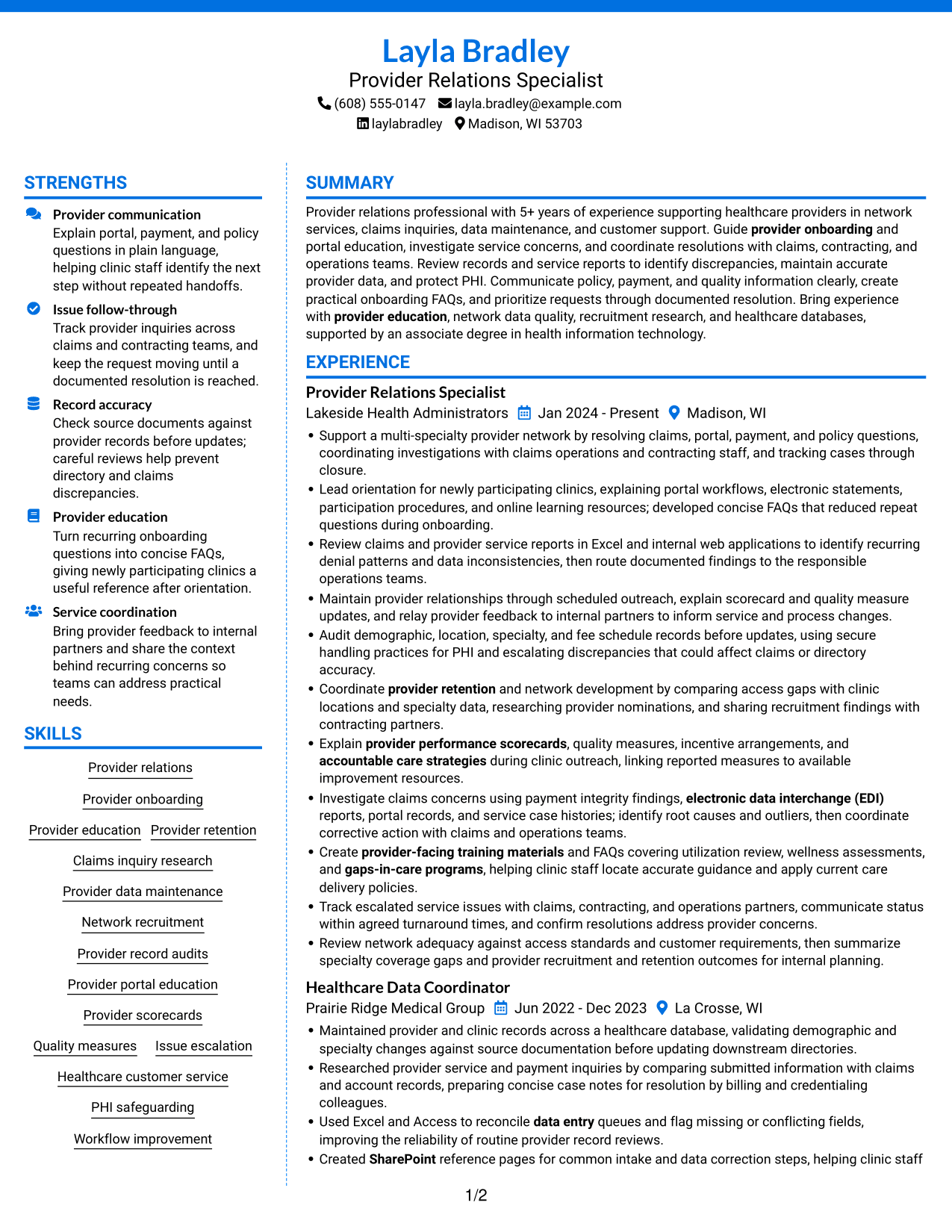 Resume example — page 1