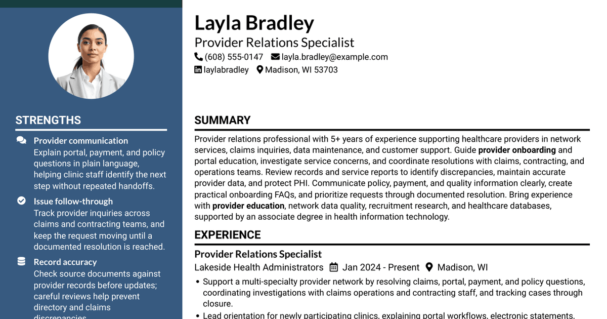 7 National Provider Relations Advocate - Network Management Resume Templates with Example