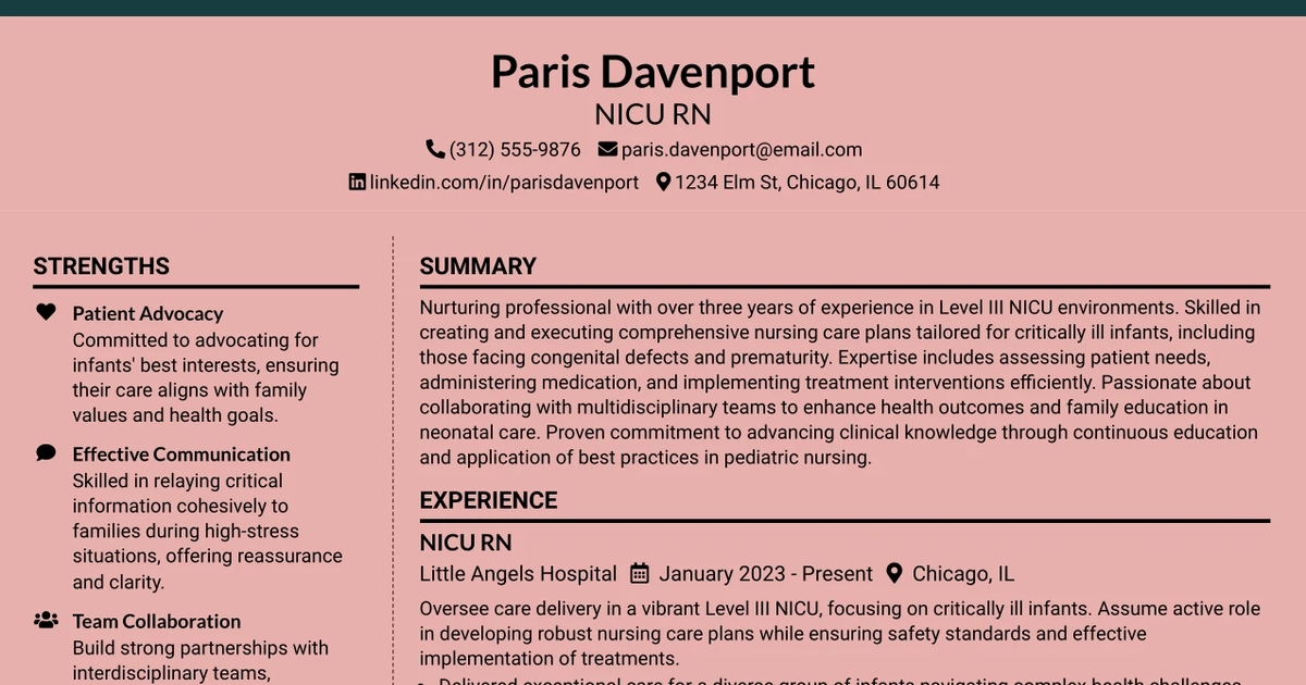 33 Neonatal Intensive Care Unit Nurse (NICU RN) Resume Templates with Example 2026