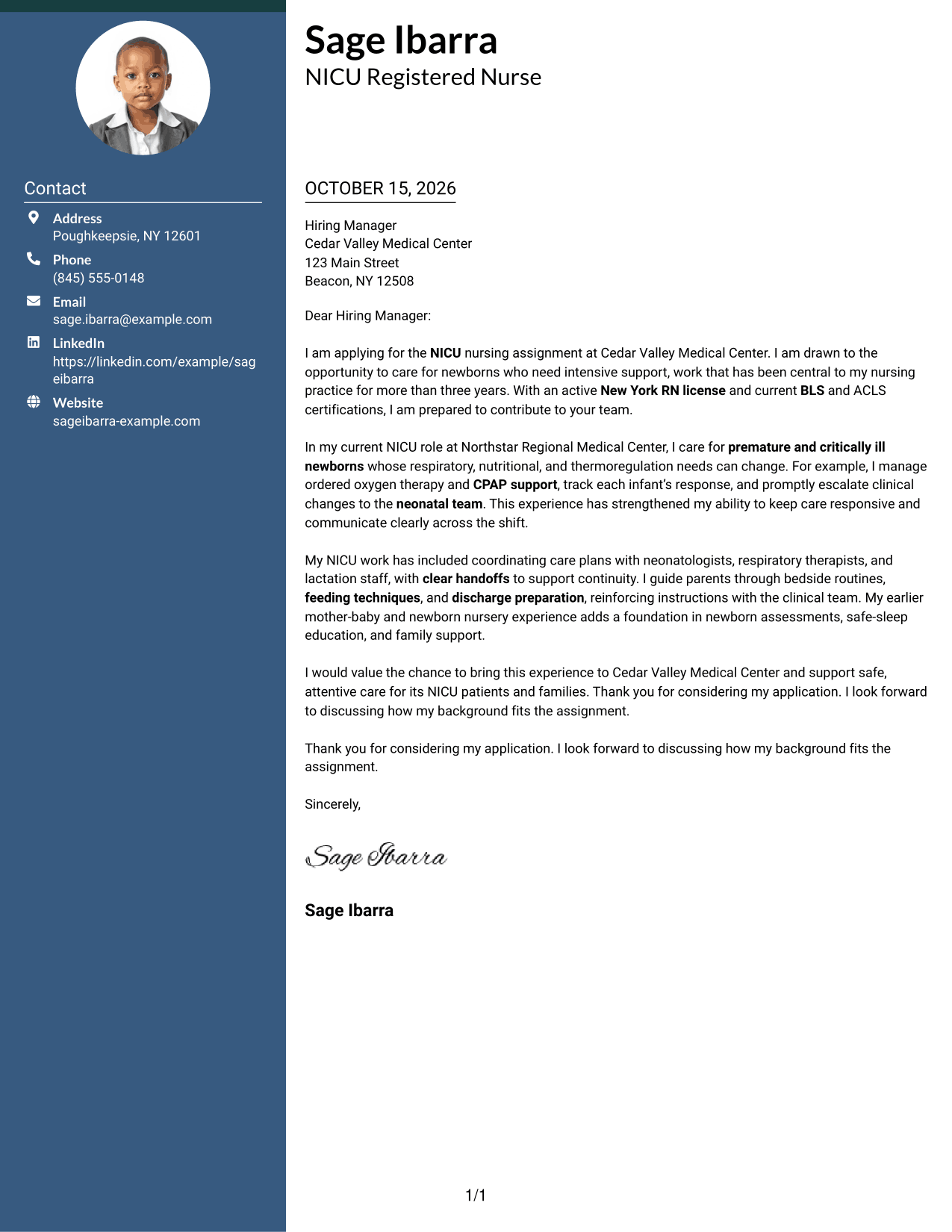Cover letter example — page 1
