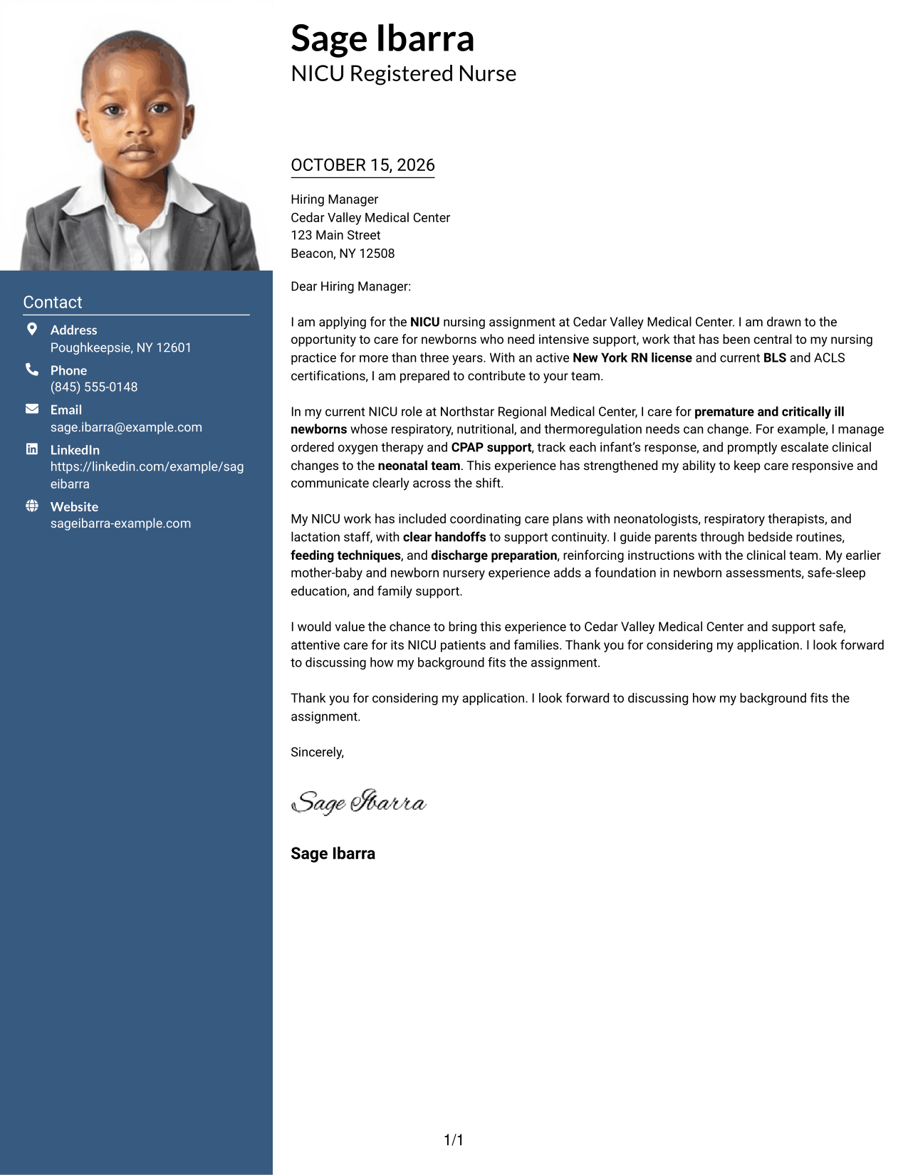 Cover letter example — page 1