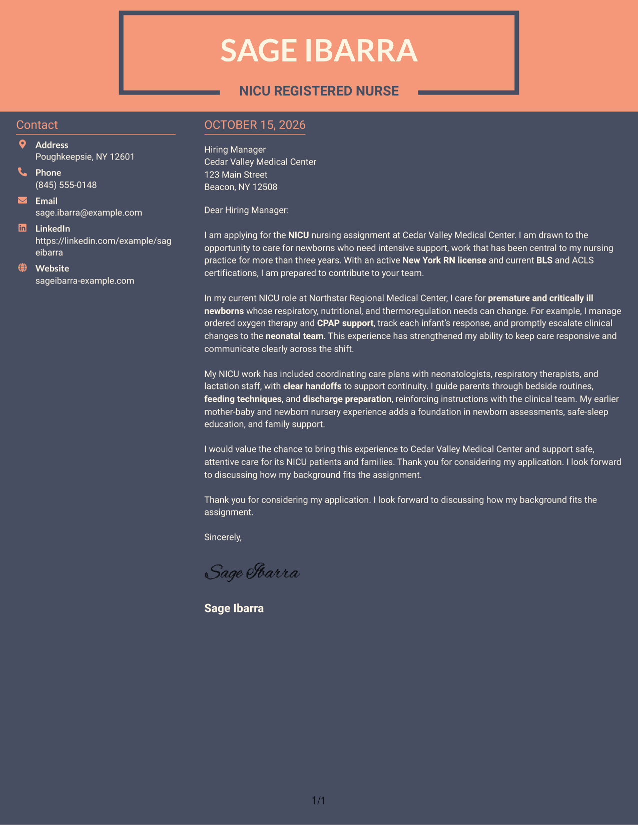 Cover letter example — page 1