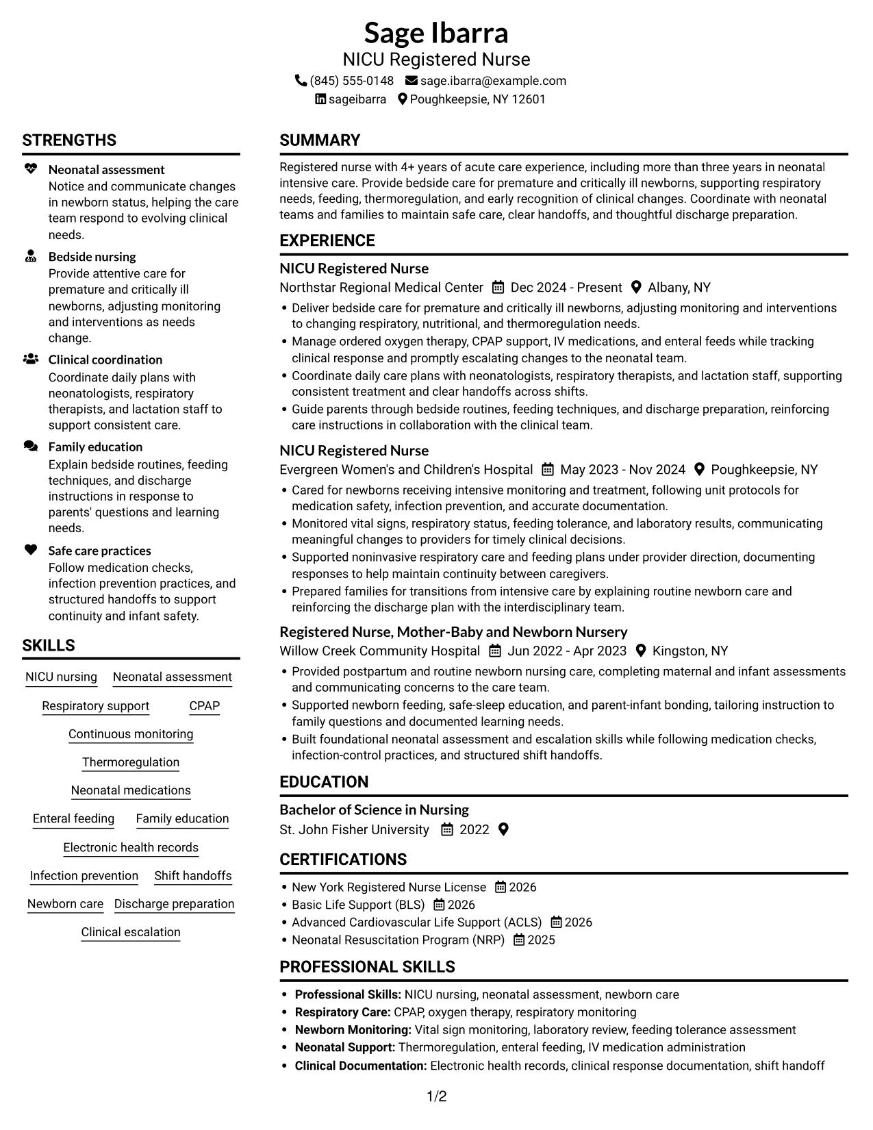 Resume example — page 1