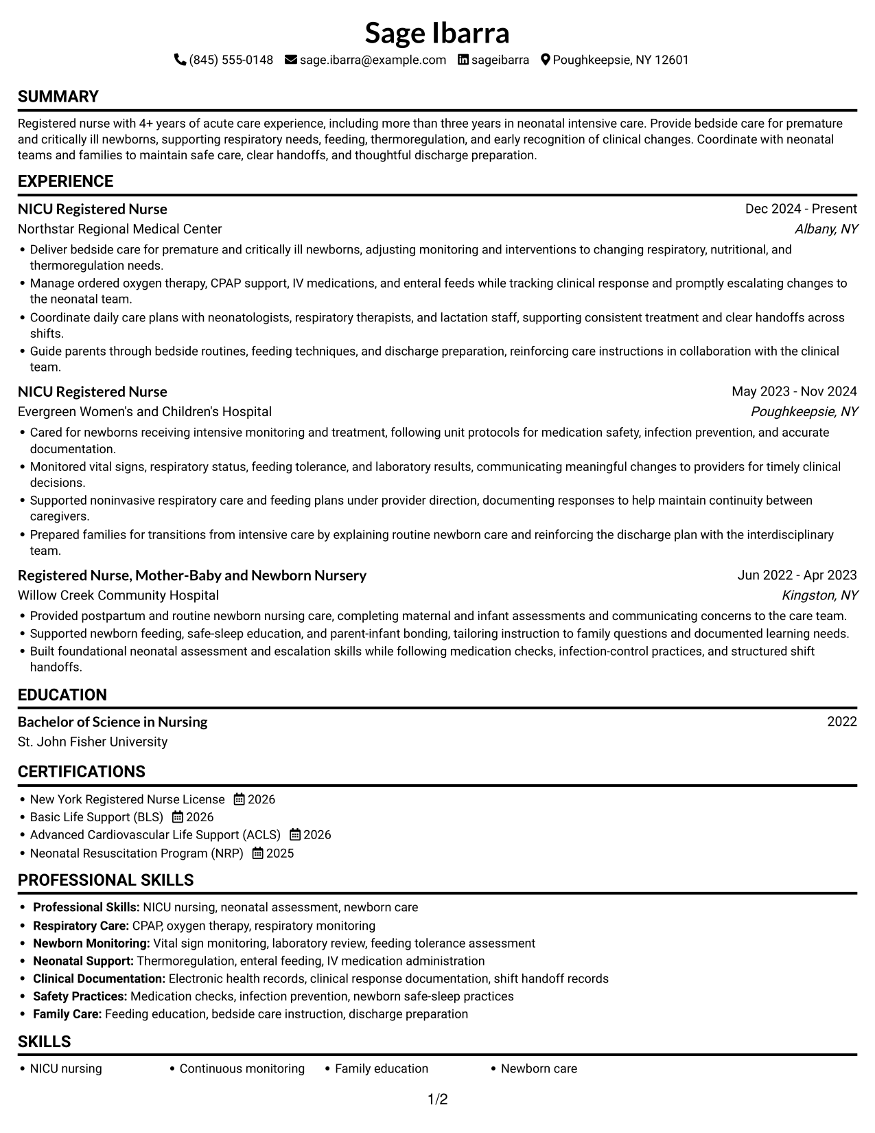 Resume example — page 1