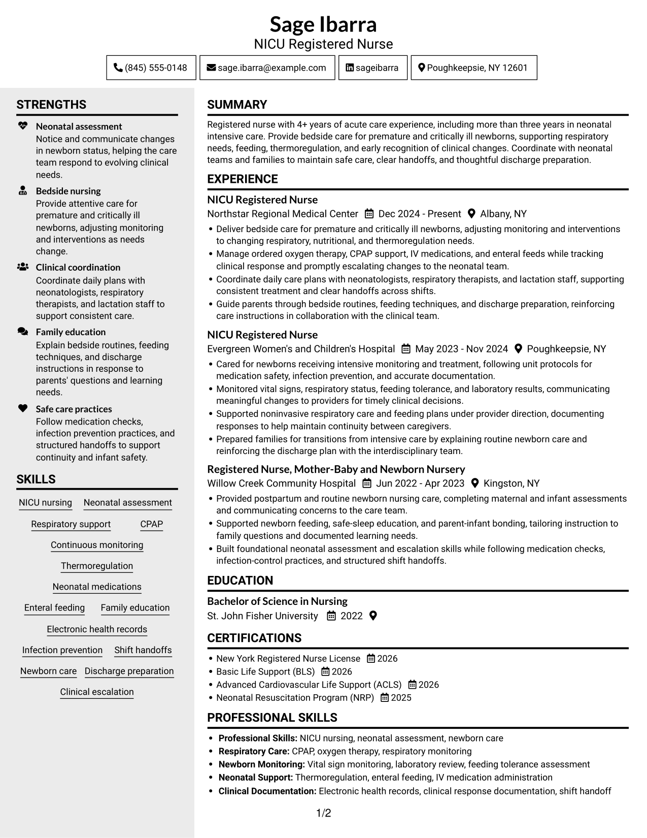 Resume example — page 1