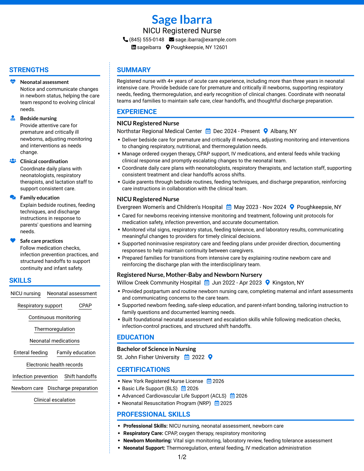 Resume example — page 1