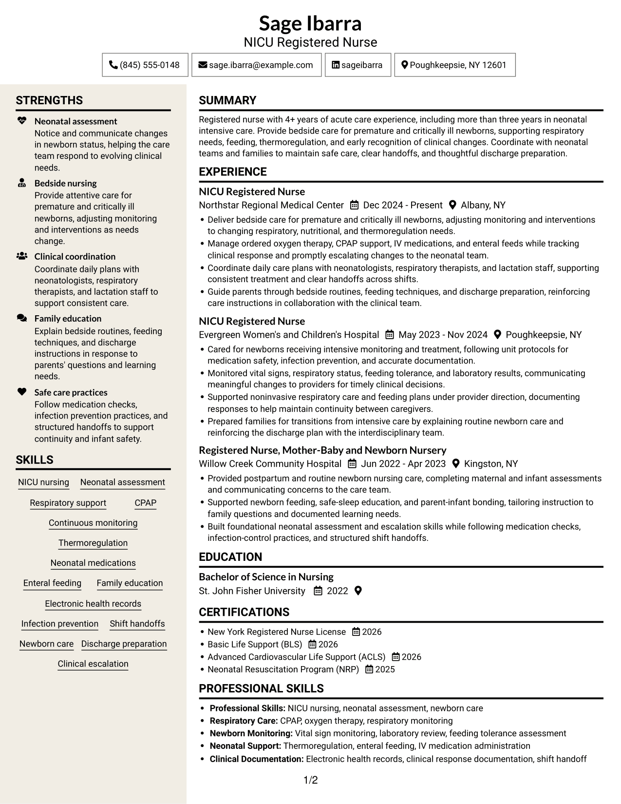 Resume example — page 1