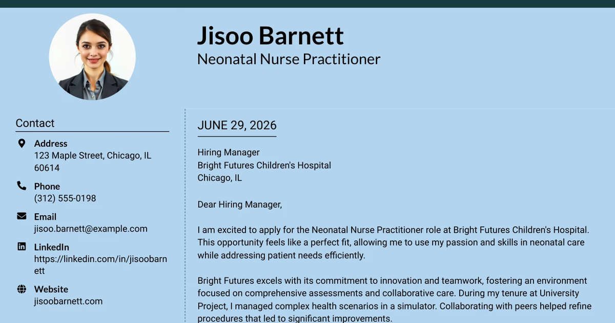 30+ Neonatal Nurse Practitioner Cover Letter Templates with Example 2026