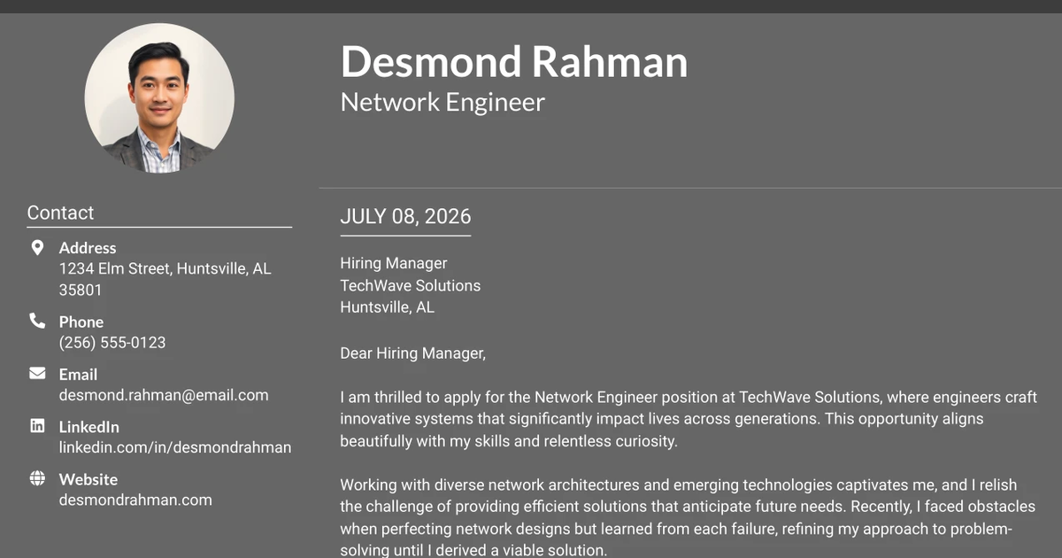 30+ Network Engineer Cover Letter Templates with Example 2026