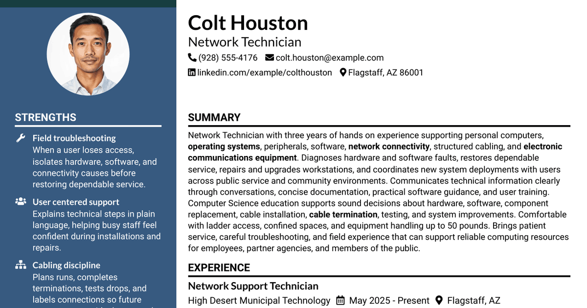 7 Network Technician Resume Templates with Example