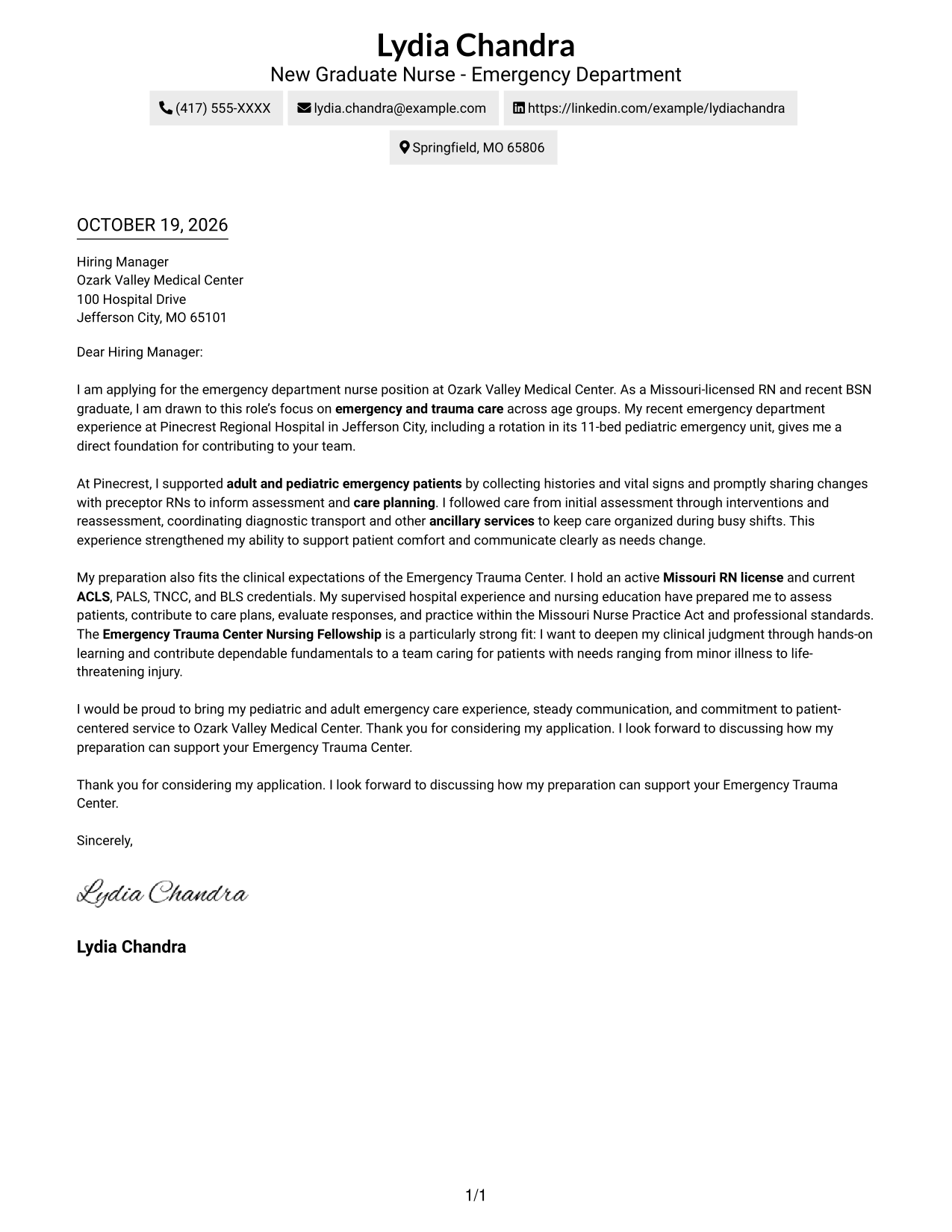 Cover letter example — page 1