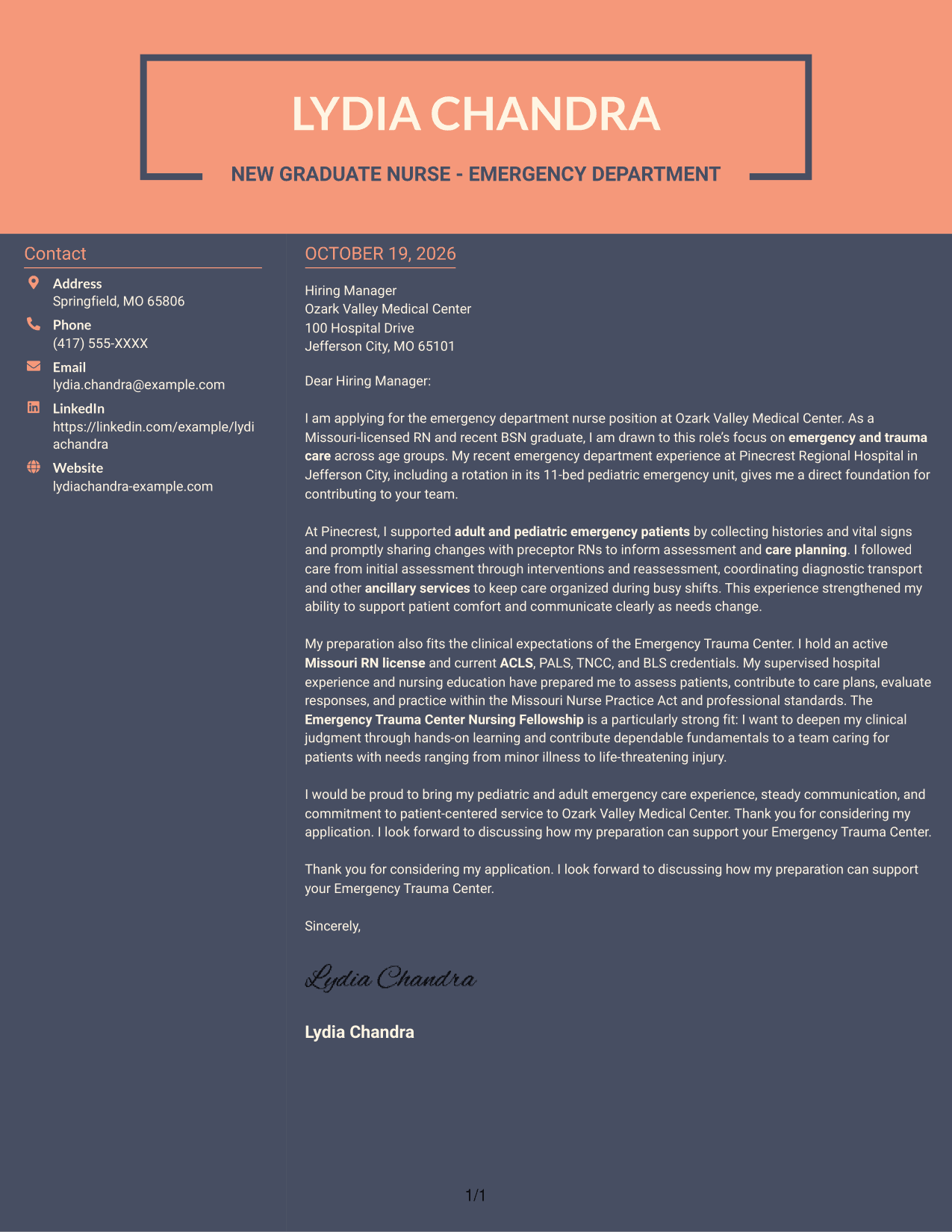 Cover letter example — page 1