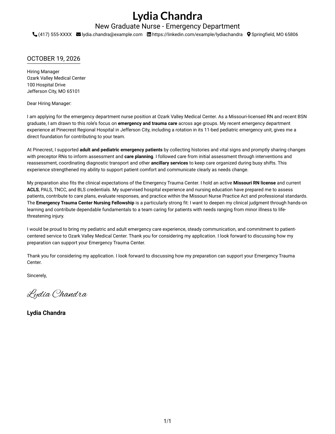 Cover letter example — page 1