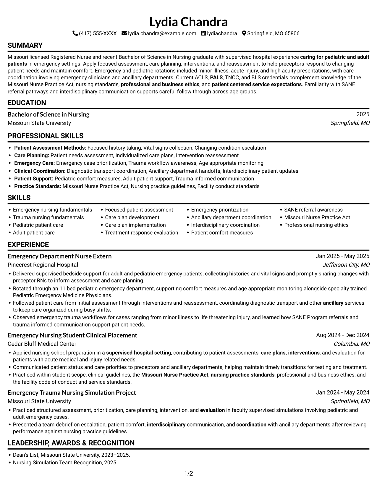 Resume example — page 1