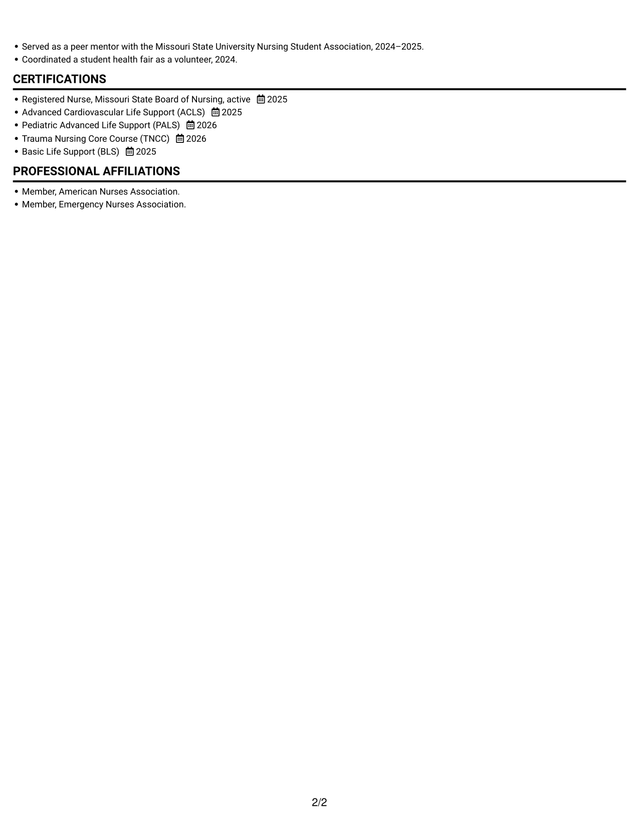 Resume example — page 2