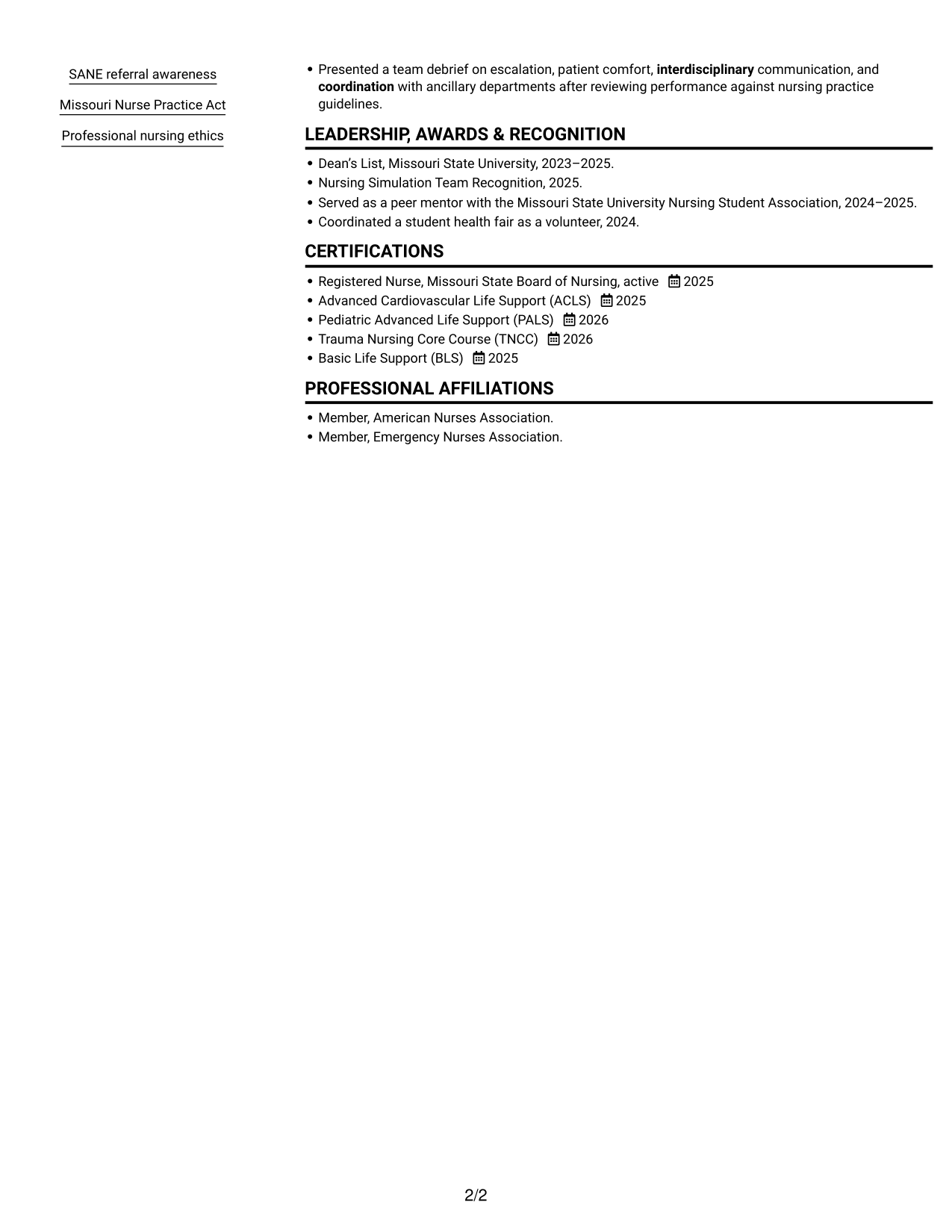 Resume example — page 2